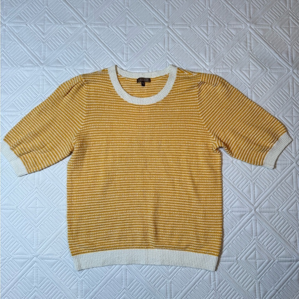 Lilla P Crew Neck Striped Knit Short Sleeve
Sweater Size M